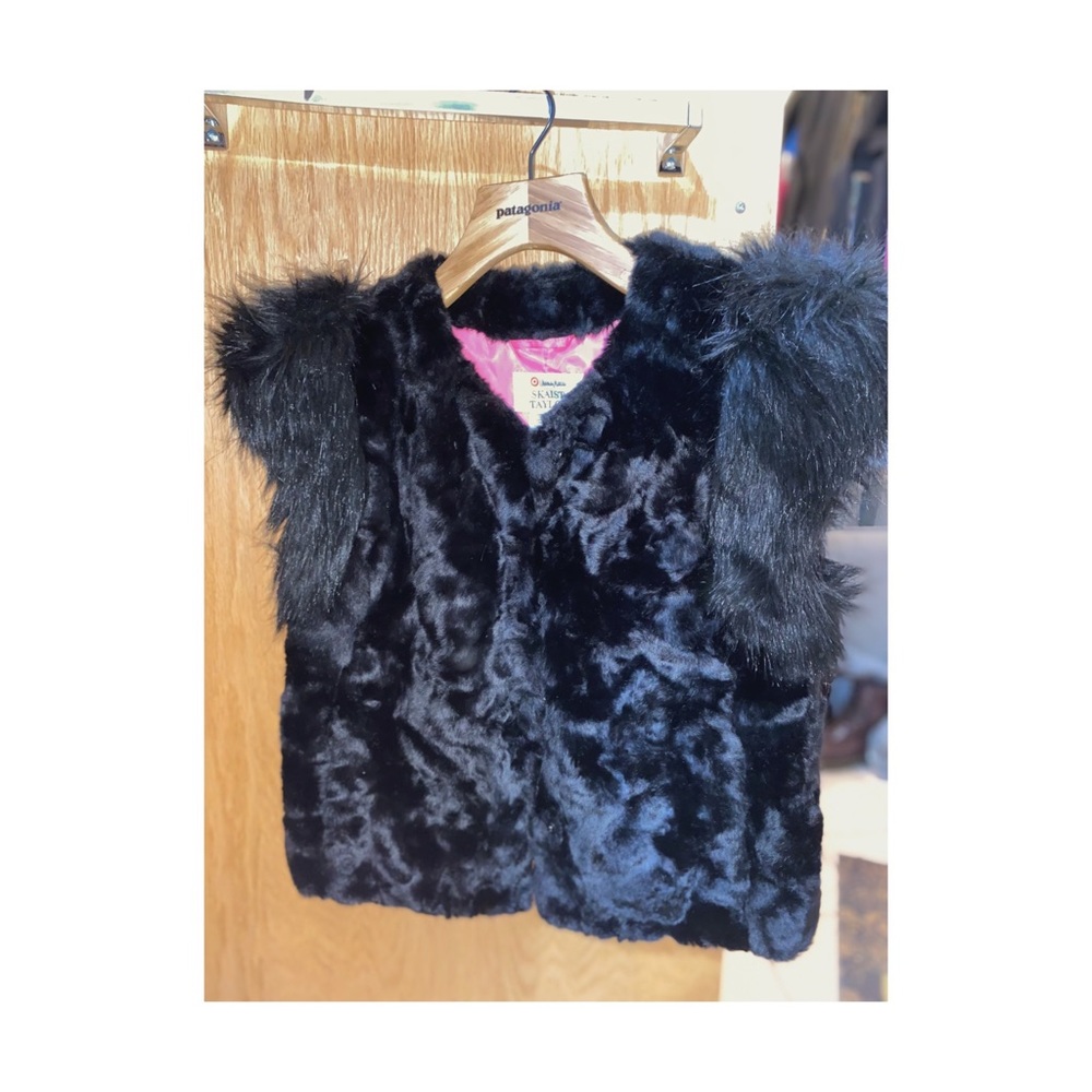 Neiman Marcus Black Furry Vest